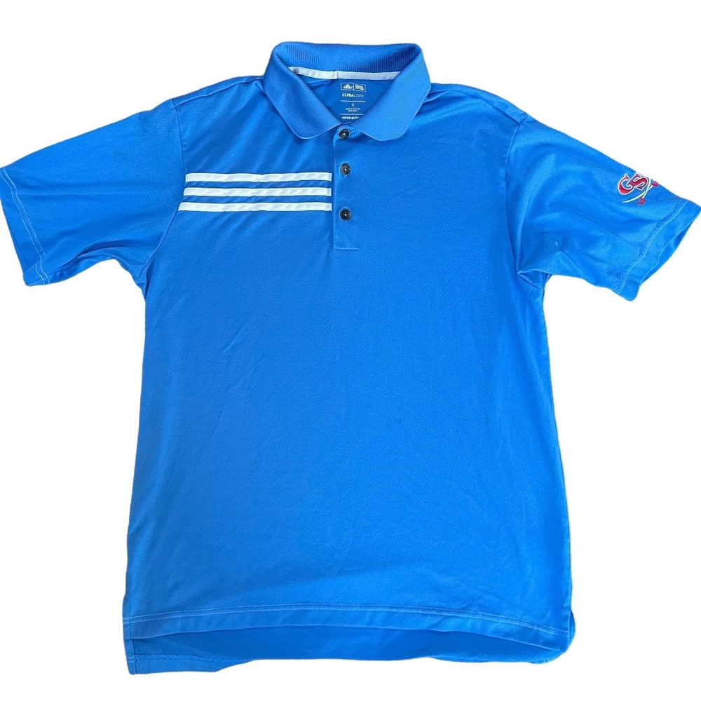 Adidas Mens Shirt Clima Cool Golf Polo Short Sleeve Blue White Size Small